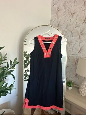 Tommy Hilfiger Navy Mini Dress with Coral Trim